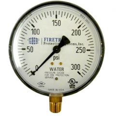 Fire Sprinkler Gauge Personalized 300#Water Steel Back UL/FM USA