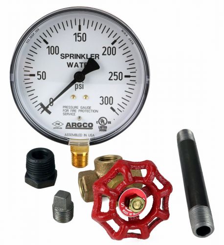 Fire Sprinkler Gauge Kit 300# Water 1/4" NPT UL/FM USA